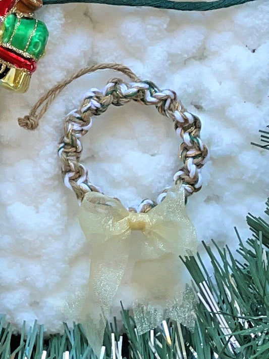 2" Jute Spiral Macrame Christmas Wreath Ornament